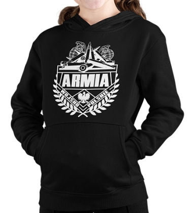 BLUZA DZIECIĘCA Z KAPTUREM- ARMIA (BIAŁY)